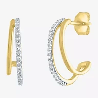 (G-H / Si2-I1) C-Hoop Womens 1/6 CT. T.W. Lab Grown White Diamond 10K Gold 16mm Hoop Earrings