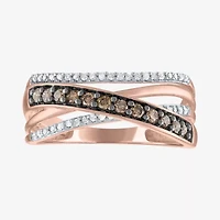 Womens 1/3 CT. T.W. Natural Champagne Diamond 10K Rose Gold Crossover Band