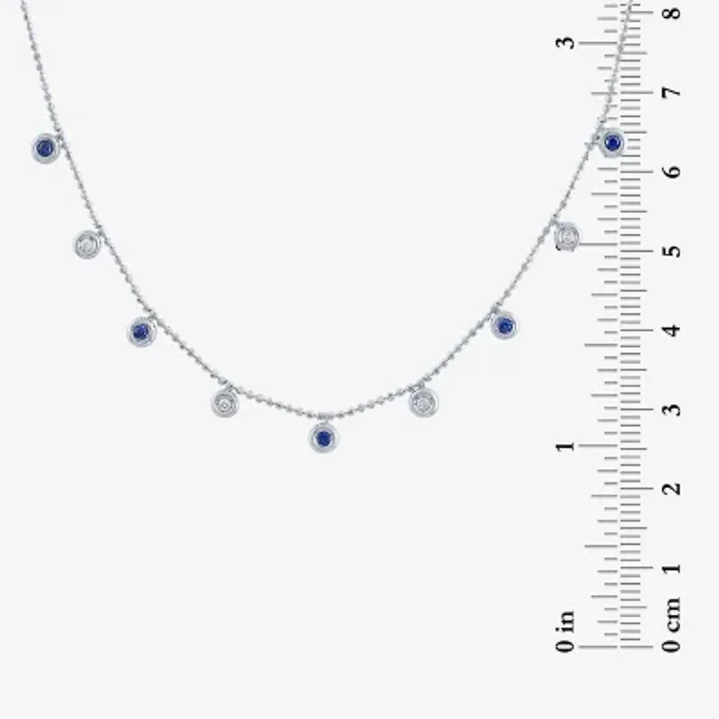 Diamond Addiction Womens Diamond Accent Lab Created Green Emerald or Lab Created Blue Sapphire 10K Gold Pendant Necklace