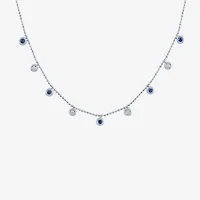 Diamond Addiction Womens Diamond Accent Lab Created Green Emerald or Lab Created Blue Sapphire 10K Gold Pendant Necklace