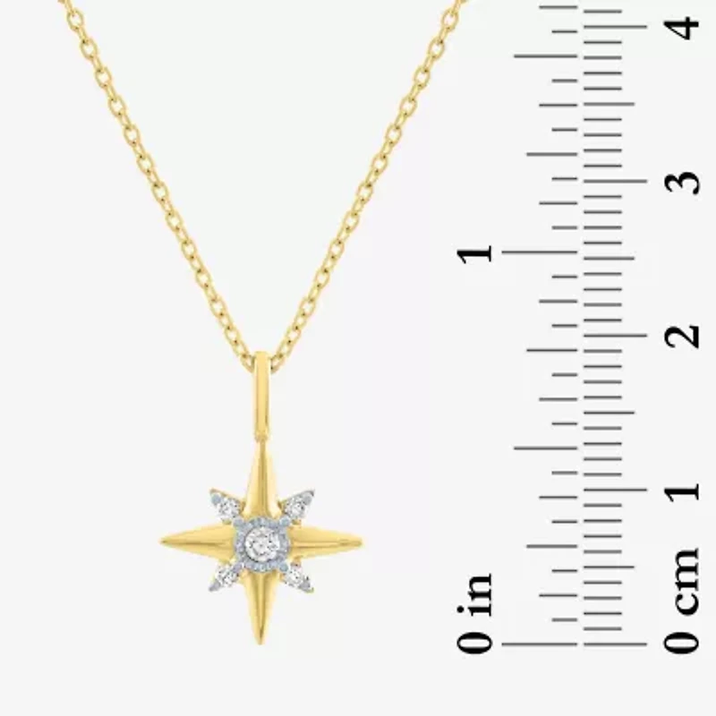 Diamond Addiction North Star (I-J / Si2-I1) Womens 1/10 CT. T.W. Lab Grown White Diamond 14K Gold Over Silver Star 18 Inch Pendant Necklace