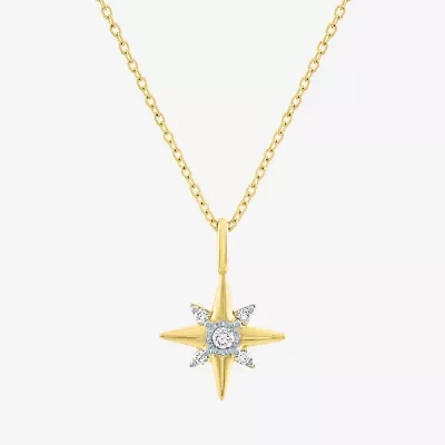 Diamond Addiction North Star (I-J / Si2-I1) Womens 1/10 CT. T.W. Lab Grown White Diamond 14K Gold Over Silver Star 18 Inch Pendant Necklace