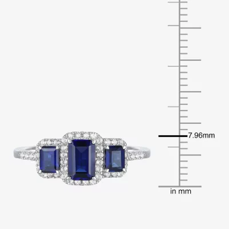 Womens Gemstone 14K Gold Over Silver Halo 3-Stone Cocktail Ring
