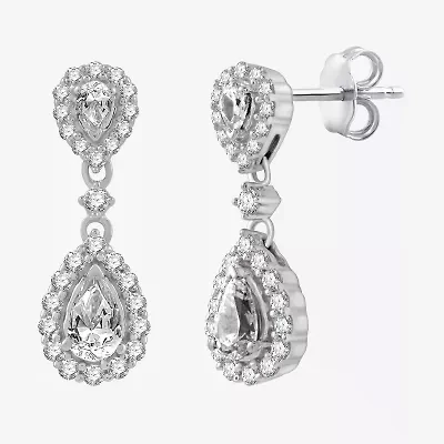 G-H / Si2-I1) Womens CT. T.W. Lab Grown White Diamond 10K White Gold Pear Drop Earrings