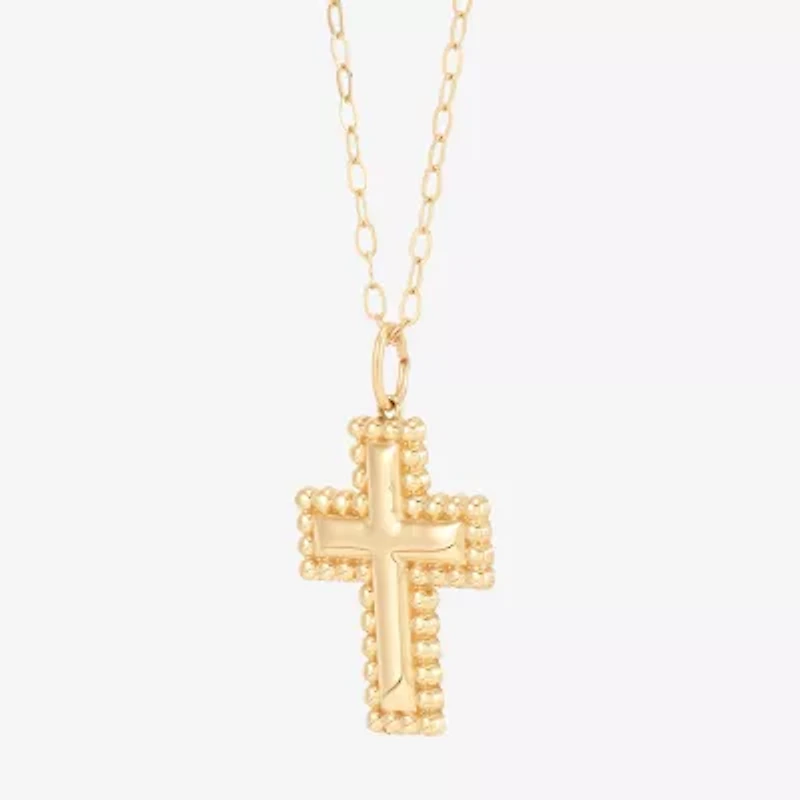 Womens 10K Gold Cross 18 Inch Pendant Necklace