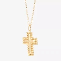 Womens 10K Gold Cross 18 Inch Pendant Necklace