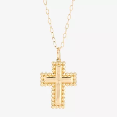 Womens 10K Gold Cross 18 Inch Pendant Necklace