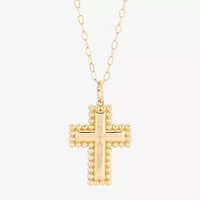 Womens 10K Gold Cross 18 Inch Pendant Necklace