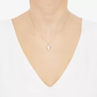 Womens 10K Gold Cross 18 Inch Pendant Necklace