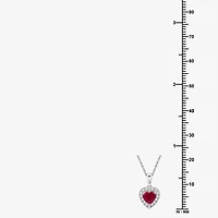 Yes, Please! Womens Lab Created Red Ruby Sterling Silver Heart 18 Inch Pendant Necklace