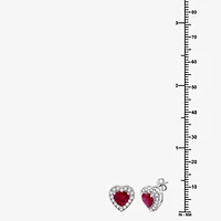 Yes, Please! Lab Created Red Ruby Sterling Silver Heart Stud Earrings