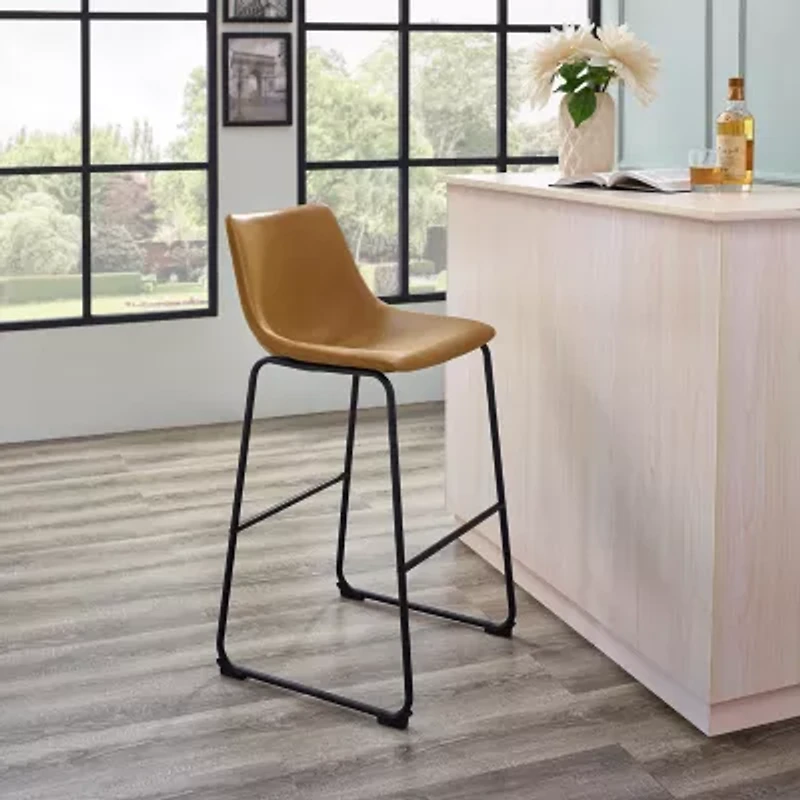 2-pc. Faux Leather Kitchen Barstools