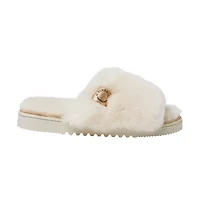 Dearfoams Fireside Cairns Genuine Shearling Womens Memory Foam Slip-On Slippers