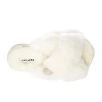 Dearfoams Fireside Newcastle Crossband Genuine Shearling Womens Memory Foam Slip-On Slippers