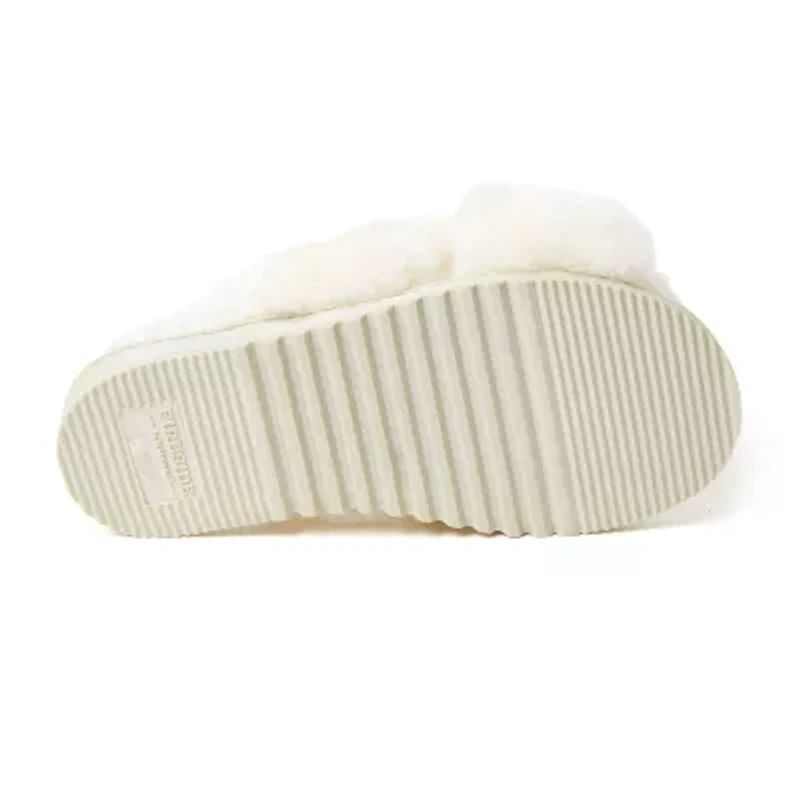 Dearfoams Fireside Newcastle Crossband Genuine Shearling Womens Memory Foam Slip-On Slippers