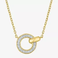 (G-H / I1-I2) Womens 1/10 CT. T.W. Lab Grown White Diamond 14K Gold Over Silver Circle 16 Inch Pendant Necklace