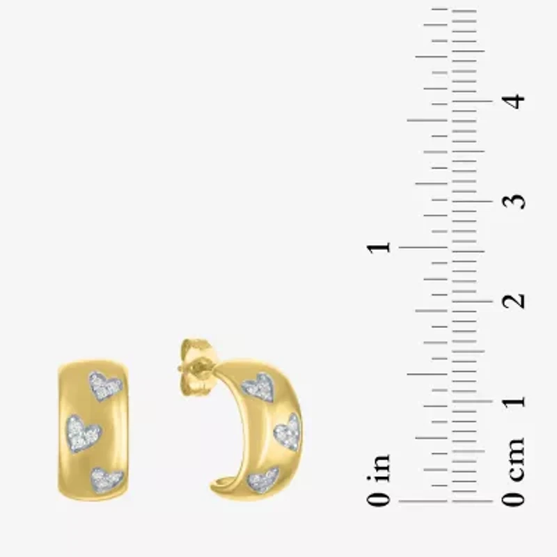 Diamond Addiction (G-H / Si2-I1) C-Hoop Womens 1/10 CT. T.W. Lab Grown White Diamond 14K Gold Over Silver 14mm Heart Hoop Earrings
