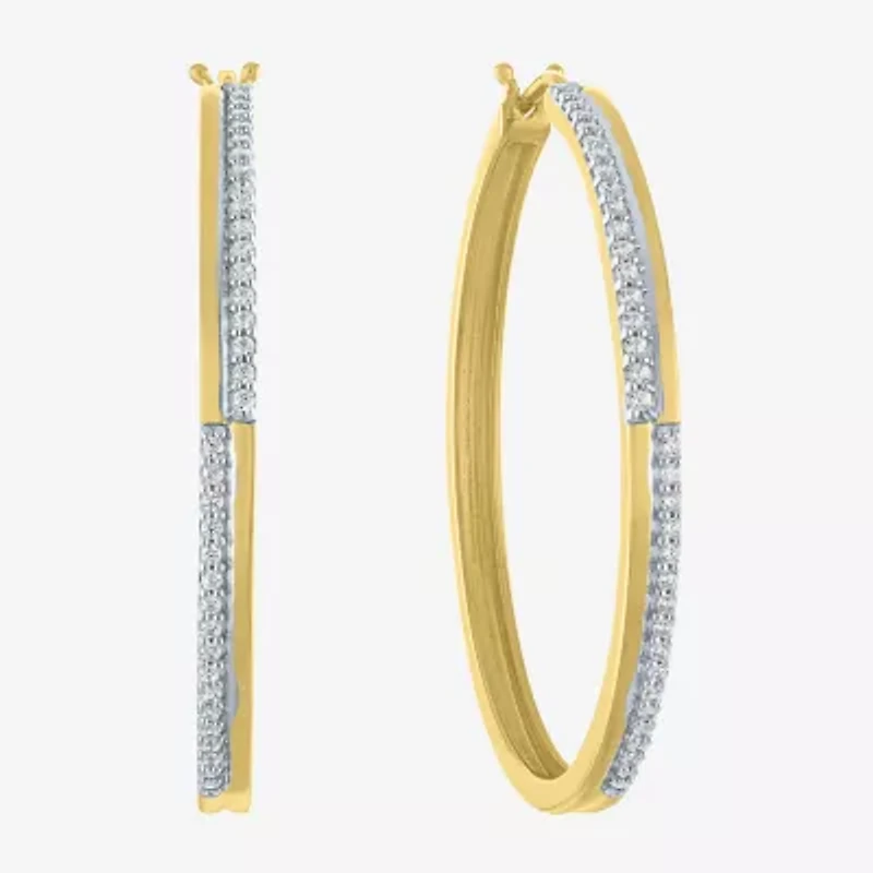Diamond Addiction (G-H / Si2-I1) Womens 1/4 CT. T.W. Lab Grown White Diamond 14K Gold Over Silver 36.4mm Hoop Earrings