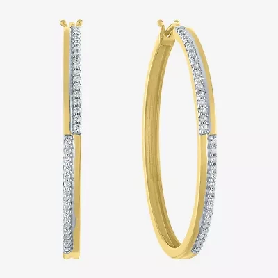 Diamond Addiction (G-H / Si2-I1) Womens 1/4 CT. T.W. Lab Grown White Diamond 14K Gold Over Silver 36.4mm Hoop Earrings