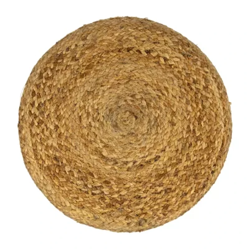 Northlight 15" Braided Jute & Wood Handmade Three Legged Floor Pillow