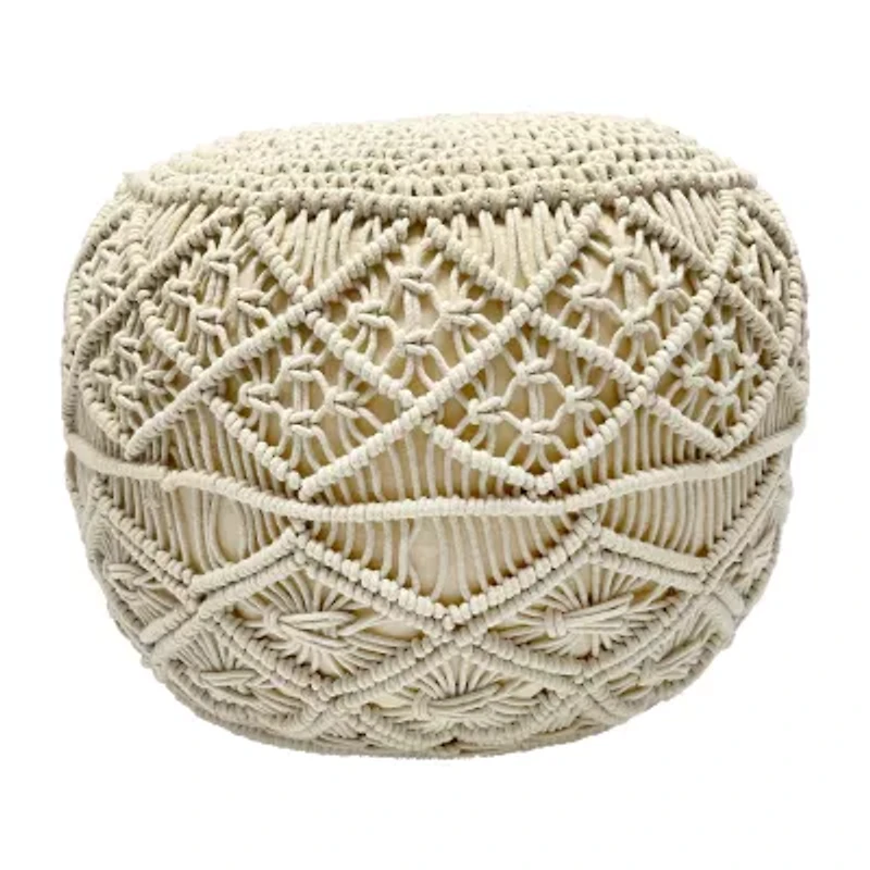Northlight 18" Solid Handmade Natural Cotton Pouf Floor Pillow