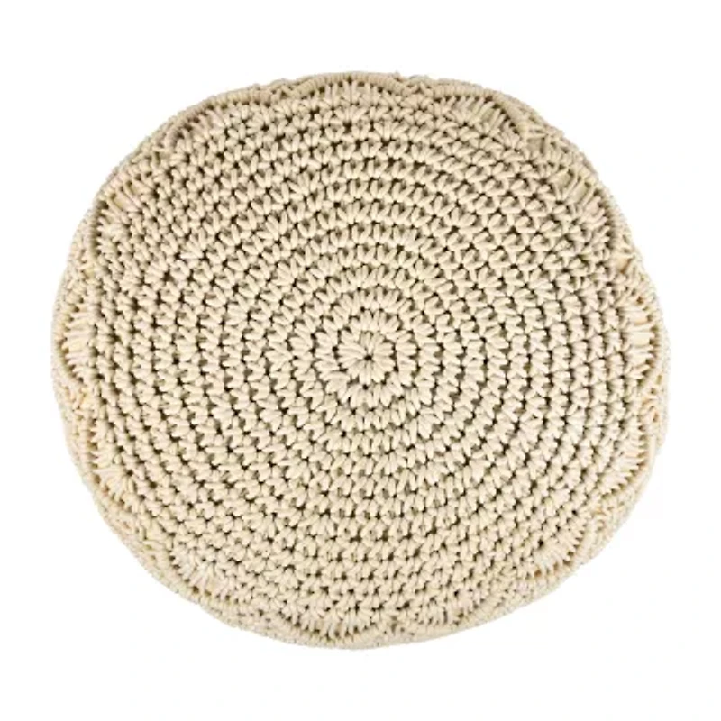 Northlight 18" Solid Handmade Natural Cotton Pouf Floor Pillow