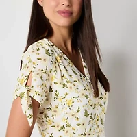 R & K Originals Womens Short Sleeve Floral Midi Fit + Flare Dress