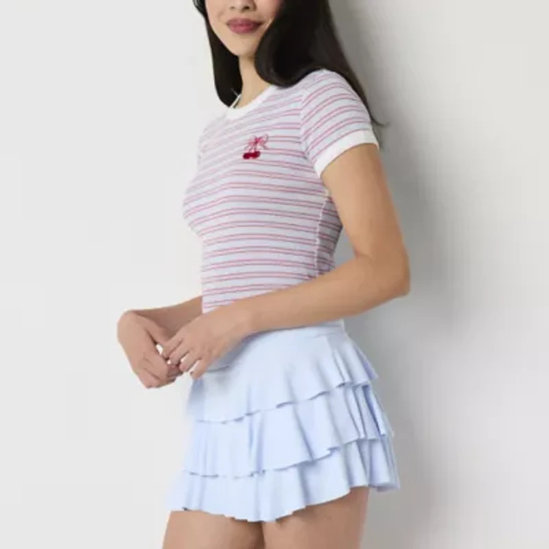 Arizona Built Shorts Womens Juniors Mid Rise Full Skirt