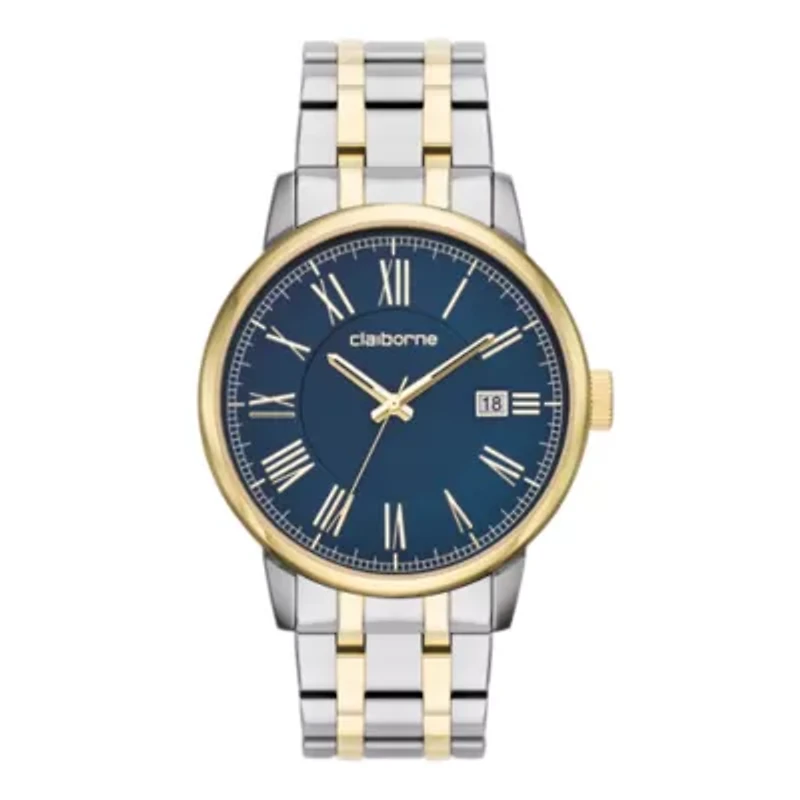 Claiborne® Mens Two-Tone Watch