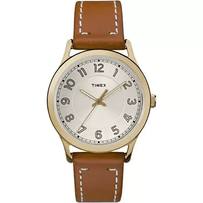 Timex Heritage Mens Brown Leather Strap Watch Tw2r23000jt