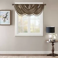 Madison Park Juline Faux Silk 38"W X 46"L Rod Pocket Waterfall Valance