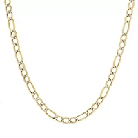 14K Gold 20 - 24 Inch Hollow Figaro Chain Necklace
