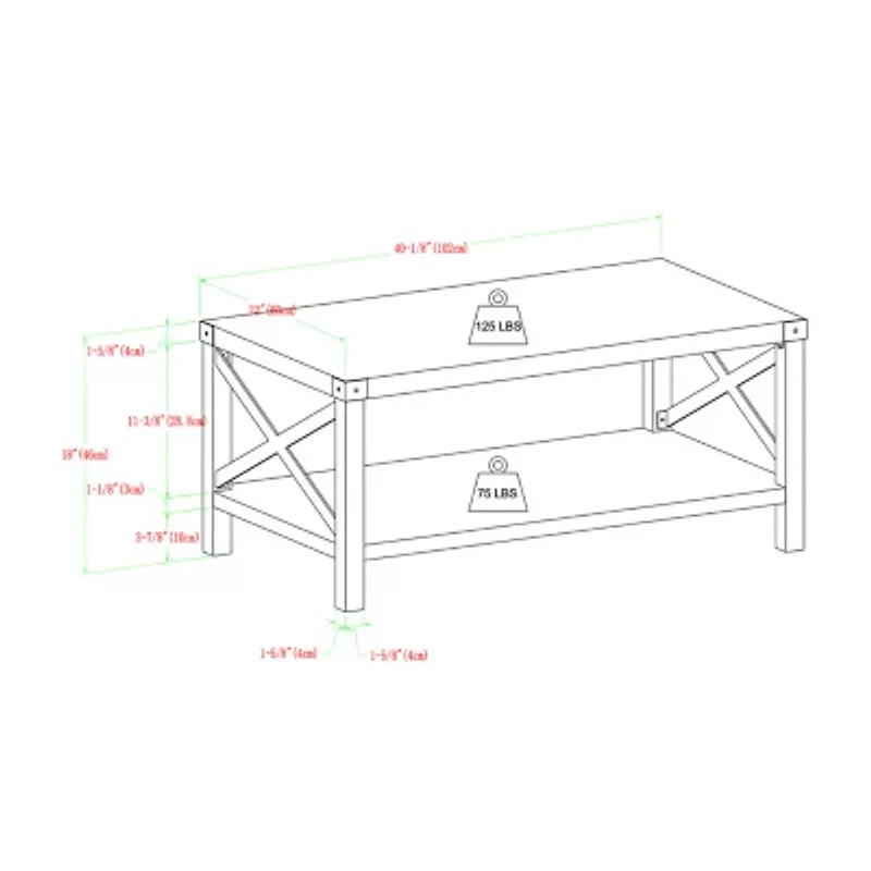Metal X Rustic Wood Coffee Table