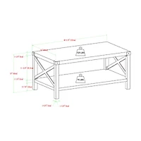 Metal X Rustic Wood Coffee Table