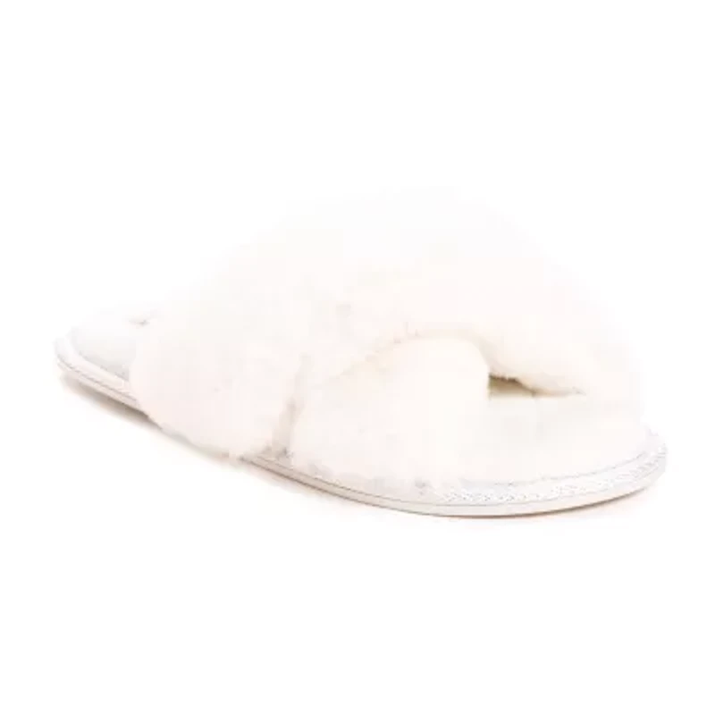 Muk Luks Perley Criss Cross Womens Memory Foam Slip-On Slippers