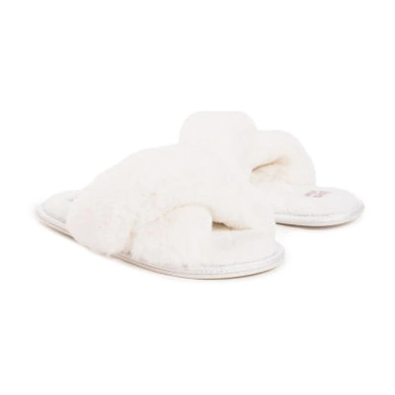Muk Luks Perley Criss Cross Womens Memory Foam Slip-On Slippers