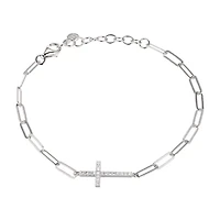 Paris 1901 By Charles Garnier Womens Sterling Silver Solid Cross 7 Inch Link Bracelet