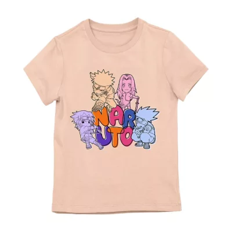 Little & Big Kid Girls Crew Neck Short Sleeve Regular Fit Naruto Graphic T-Shirt