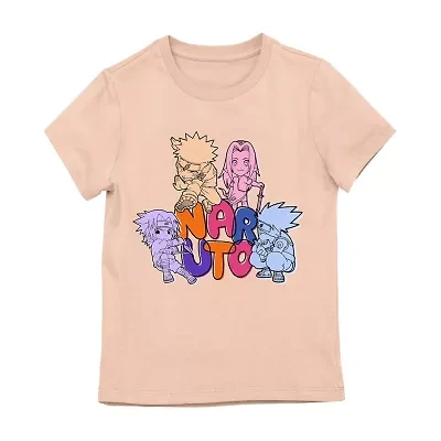 Little & Big Kid Girls Crew Neck Short Sleeve Regular Fit Naruto Graphic T-Shirt