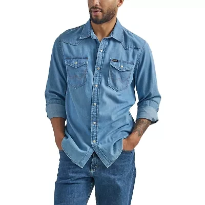 Wrangler® Mens Regular Fit Long Sleeve Button-Down Shirt