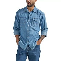 Wrangler® Mens Regular Fit Long Sleeve Button-Down Shirt