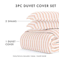 Casual Comfort Premium Ultra Soft Puffed Rugged Stripes Duvet Cover Set