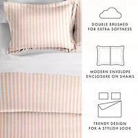 Casual Comfort Premium Ultra Soft Puffed Rugged Stripes Duvet Cover Set