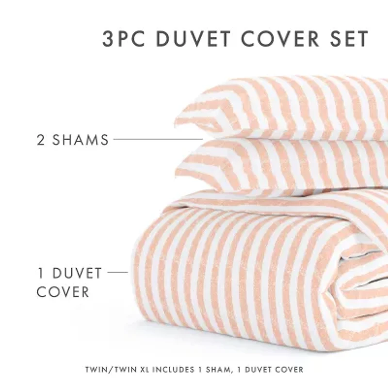 Casual Comfort Premium Ultra Soft Puffed Rugged Stripes Duvet Cover Set