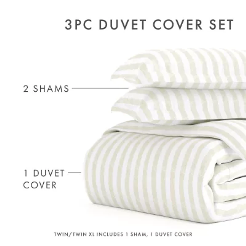 Casual Comfort Premium Ultra Soft Puffed Rugged Stripes Duvet Cover Set