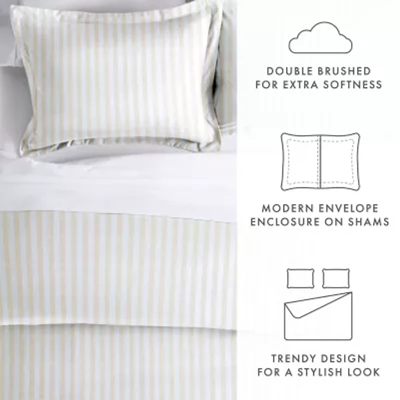 Casual Comfort Premium Ultra Soft Puffed Rugged Stripes Duvet Cover Set