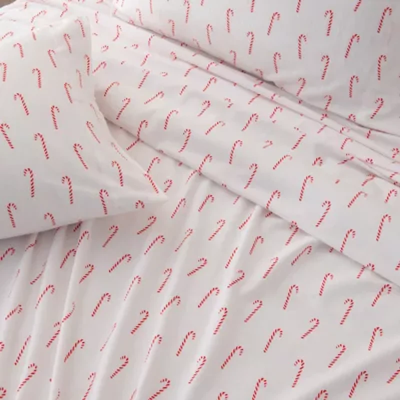 Linery Cotton Holiday Print Flannel Wrinkle Resistant Sheet Set