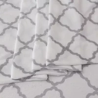 Linery Lattice Velvet Plush Fleece Wrinkle Resistant Sheet Set