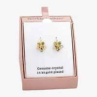 Sparkle Allure Womens Pink Crystal 14K Gold Over Brass Flower Drop Earrings