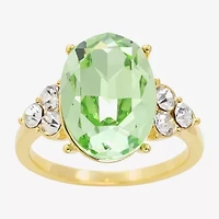 Sparkle Allure Womens Blue Crystal 14K Gold Over Brass Oval Cocktail Ring